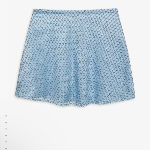 NWT For Love and Lemons Glitter Grid Minitter Grid Mini Skirt Blue Size Large - Picture 7 of 16